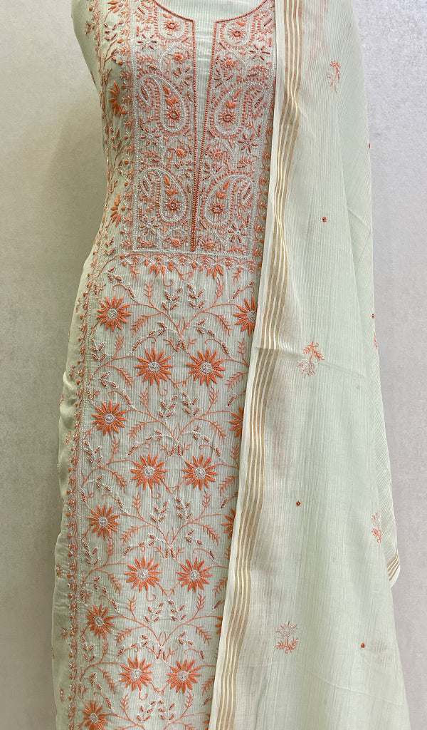Women's Lakhnavi Handcrafted Mul Chanderi Kurta And Dupatta Set- HONC0124476