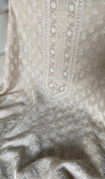 Load image into Gallery viewer, Lucknowi Handcrafted Munga Silk Chikankari Unstitched Men's Kurta Fabric - HONC0338568