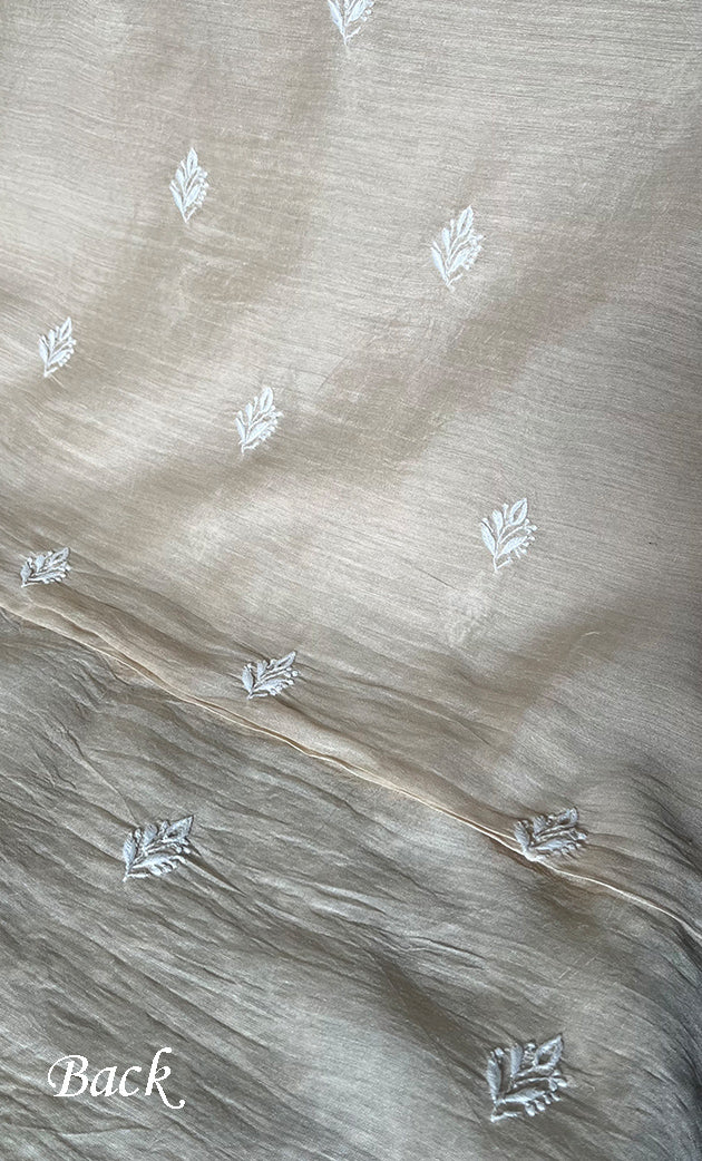 Lucknowi Handcrafted Munga Silk Chikankari Unstitched Men's Kurta Fabric - HONC0337757