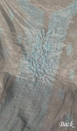 Load image into Gallery viewer, Women's Lakhnavi Handcrafted Organza Chikankari Unstitched Kurti Fabric - HONC0138396