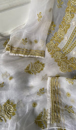 将图像加载到图库查看器中， Women's Lakhnavi Handcrafted Pure Organza Chikankari Semi - Stitched  Kurta And Dupatta Set- HONC0341493