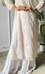 将图像加载到图库查看器中， Women&#39;s Lucknowi Handcrafted Viscose Georgette Chikankari Garrara - HONC0257445
