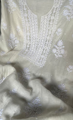 将图像加载到图库查看器中， Women&#39;s Lakhnavi Handcrafted Mul Chanderi Unstitched  Kurta And Dupatta Set - HONC0305474
