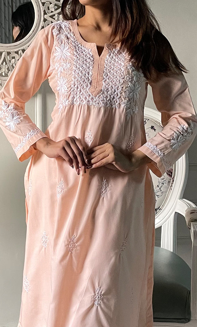 Women's Lucknowi Handcrafted Cotton Chikankari Kurti - HONC0330699