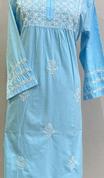 将图像加载到图库查看器中， Falak Women&#39;s Lucknowi Handcrafted Cotton Chikankari Kurti - HONC0220781
