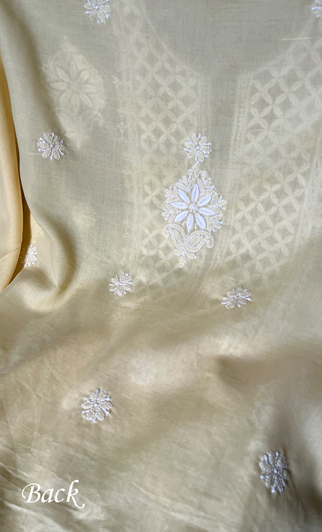 Women's Lakhnavi Handcrafted Cotton Chikankari Unstitched Kurti Fabric - HONC0302643