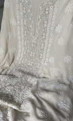 Load image into Gallery viewer, Women&#39;s Lakhnavi Handcrafted Pure Silk Georgette Chikankari Kurta And Dupatta Set- HONC0200115
