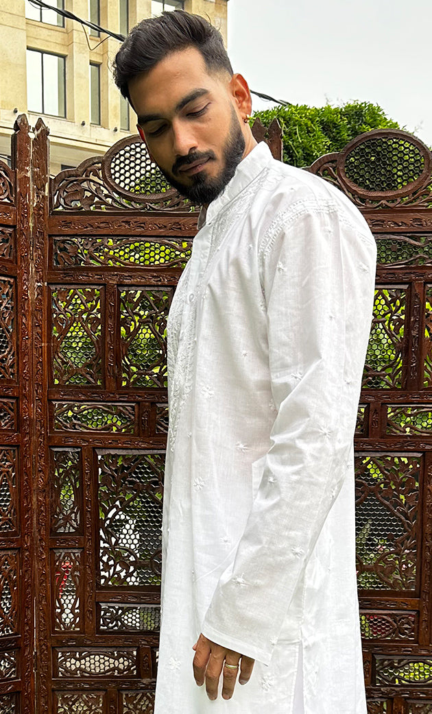 Men's Lucknowi Handcrafted Cotton Chikankari Kurta  HONC0323881