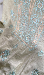 Load image into Gallery viewer, Women's Lakhnavi Handcrafted Mul Chanderi Unstitched Chikankari Full Suit Material - HONC0369243