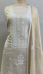 将图像加载到图库查看器中， Women&#39;s Lakhnavi Handcrafted Munga Silk Chikankari Kurta And Dupatta Set - HONC0199288
