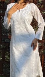 Load image into Gallery viewer, Women&#39;s Lucknowi Handcrafted Cotton Chikankari Kurti - HONC0217238
