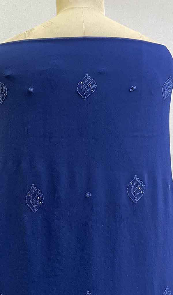Women's Lakhnavi Handcrafted Viscose Georgette Chikankari Unstitched Kurti Fabric - HONC0206886