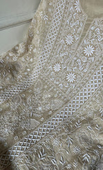 Load image into Gallery viewer, Women's Lakhnavi Handcrafted Unstitched Munga Silk Chikankari Kurta And Dupatta Set- HONC0275374