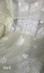 将图像加载到图库查看器中， Women&#39;s Lakhnavi Handcrafted Organza Chikankari Unstitched Full Suit Material - HONC0284626
