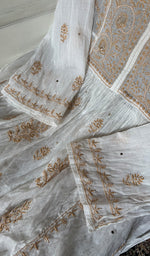 Load image into Gallery viewer, Women's Lakhnavi Handcrafted Mul Chanderi Semi - Stitchd Kurta And Dupatta Set - HONC0322122