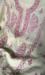 Load image into Gallery viewer, Women's Lakhnavi Handcrafted Mul Chanderi Unstitched Chikankari Full Suit Material - HONC0326123