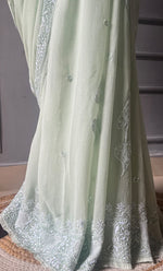 Load image into Gallery viewer, Women&#39;s Lakhnavi Handcrafted Pure Silk Georgette Chikankari - HONC0284208
