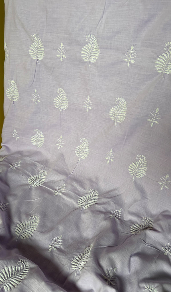 Women's Lakhnavi Handcrafted Cotton Chikankari Full Suit Material .