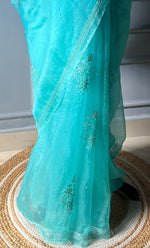 Load image into Gallery viewer, Amna Women&#39;s Lucknowi Handcrafted Pure Organza Silk Chikankari Saree - HONC0TI10500
