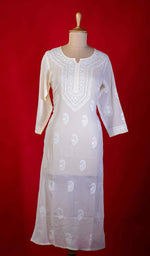Load image into Gallery viewer, Women&#39;s Lucknowi Handcrafted Cotton Chikankari Kurti - HONC0210150
