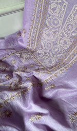 Load image into Gallery viewer, Women's Lakhnavi Handcrafted Chanderi Silk Unstitched Chikankari Full Suit - HONC0369255