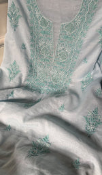 Load image into Gallery viewer, Women&#39;s Lakhnavi Handcrafted Mul Chanderi Chikankari Full Suit Material - HONC0287083
