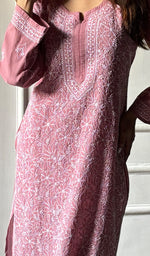 Load image into Gallery viewer, Women's Lakhnavi Handcrafted Cotton Chikankari Kurti - HONC0343825