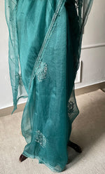 Load image into Gallery viewer, Women&#39;s Lucknowi Handcrafted Pure Organza Silk Chikankari Saree - HONC0277626

