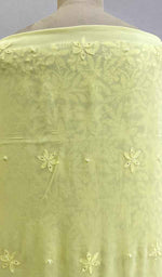 将图像加载到图库查看器中， Women&#39;s Lakhnavi Handcrafted Viscose Georgette Chikankari Unstitched Kurti Fabric - HONC0206907

