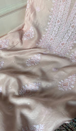 Load image into Gallery viewer, Women's Lakhnavi Handcrafted Mul Chanderi Unstitched Chikankari Full Suit Material - HONC0298570