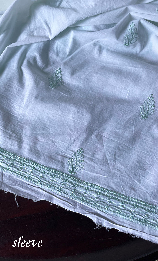 Women's Lakhnavi Handcrafted Cotton Chikankari Unstitched Kurti Fabric - HONC0318051