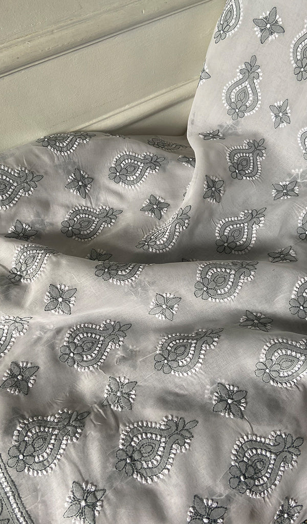 Women's Lakhnavi Handcrafted Unstitched Cotton Chikankari Suit Material - HONC0367459