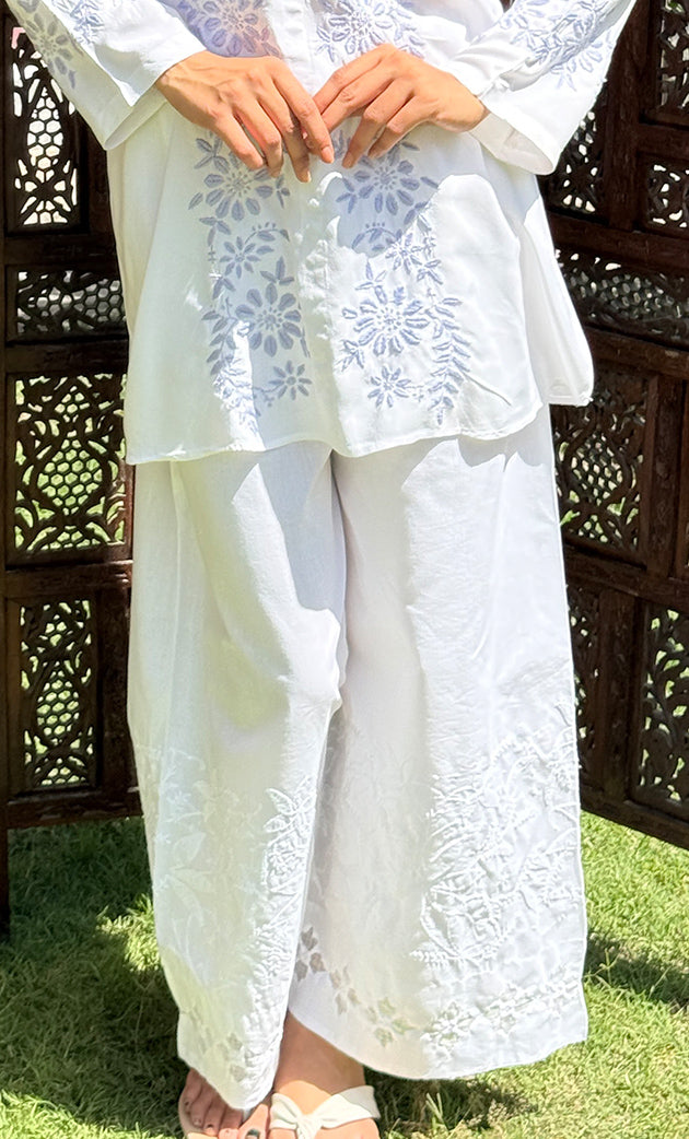 Women's Lucknowi Handcrafted Cotton Chikankari Palazzo - HONC0281496