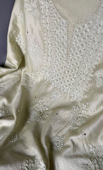 Load image into Gallery viewer, Baseema Women&#39;s Lucknowi Handcrafted Chanderi Silk Chikankari Full Suit Material - HONC0290032
