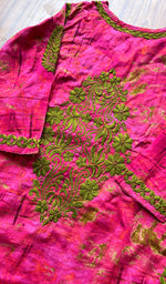将图像加载到图库查看器中， Women&#39;s Lakhnavi Handcrafted Cotton Chikankari Kurti - NC5740
