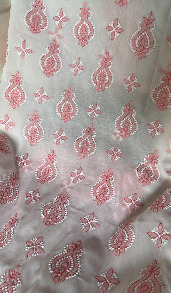 Women's Lakhnavi Handcrafted Cotton Unstitched Chikankari Suit Material - HONC0367458