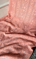 Load image into Gallery viewer, Women&#39;s Lakhnavi Handcrafted Viscose Georgette Chikankari Full Suit Material - HONC0299909
