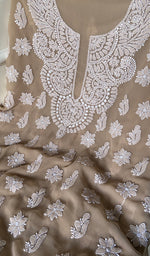 Load image into Gallery viewer, Women's Lucknowi Handcrafted Faux-Georgette Chikankari Suit Material - HONC0263018
