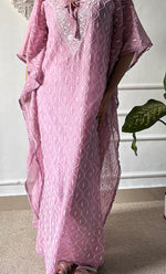 Load image into Gallery viewer, Rabia Women&#39;s Lucknowi Handcrafted Mul chanderi Chikankari Kaftan - HONC0326232
