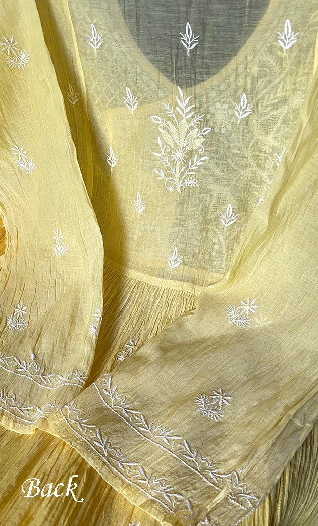 Women's Lakhnavi Handcrafted Mul Chanderi Semi - Stitched Kurta And Dupatta Set - HONC0289398