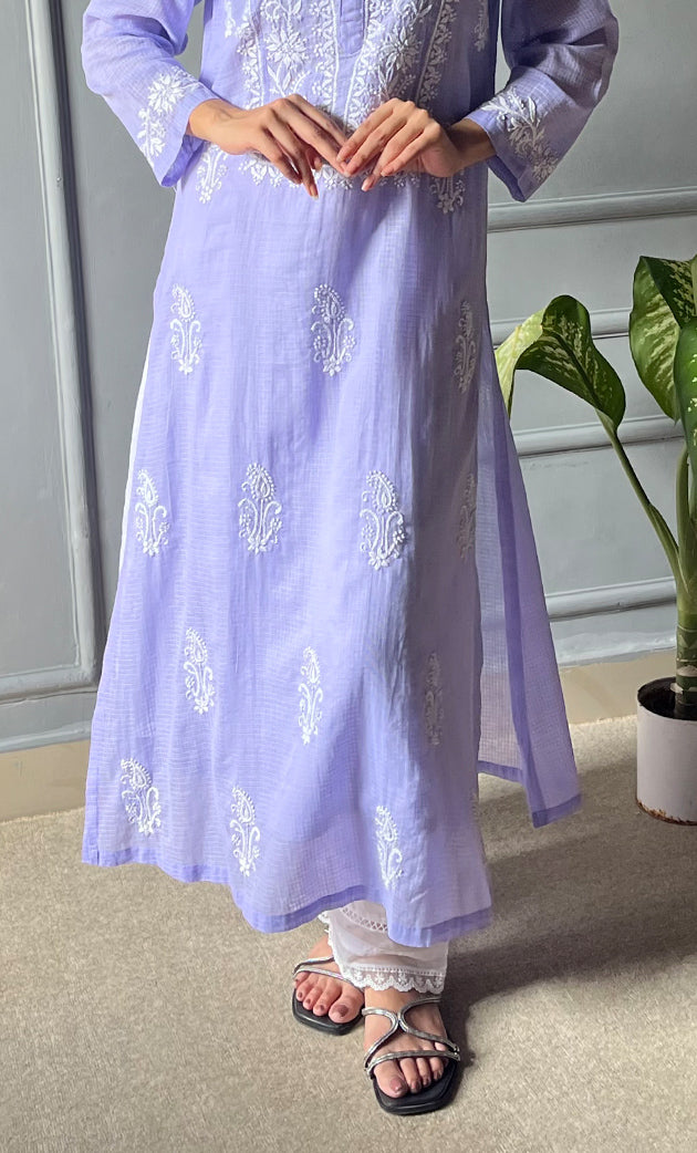 Women's Lakhnavi Handcrafted Kota Cotton Chikankari Kurti - HONC0305754