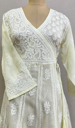 将图像加载到图库查看器中， Abisha Women&#39;s Lucknowi Handcrafted Cotton Chikankari Angrakha - HONC0232861
