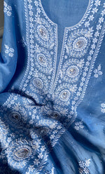 Load image into Gallery viewer, Women&#39;s Lakhnavi Handcrafted Pure Organza Chikankari Unstitched Kurta And Dupatta Set- HONC0309609
