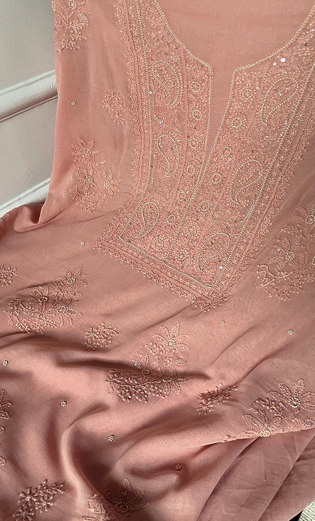 Women's Lakhnavi Handcrafted Cotton Kurta Dupatta set - HONC0101895