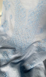 Load image into Gallery viewer, Women's Lakhnavi Handcrafted Mul Chanderi Unstitched Chikankari Full Suit Material - HONC0319533
