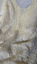 Load image into Gallery viewer, Women&#39;s Lakhnavi Handcrafted Pure Organza Chikankari Unstitched Kurta And Dupatta Set- HONC0271900
