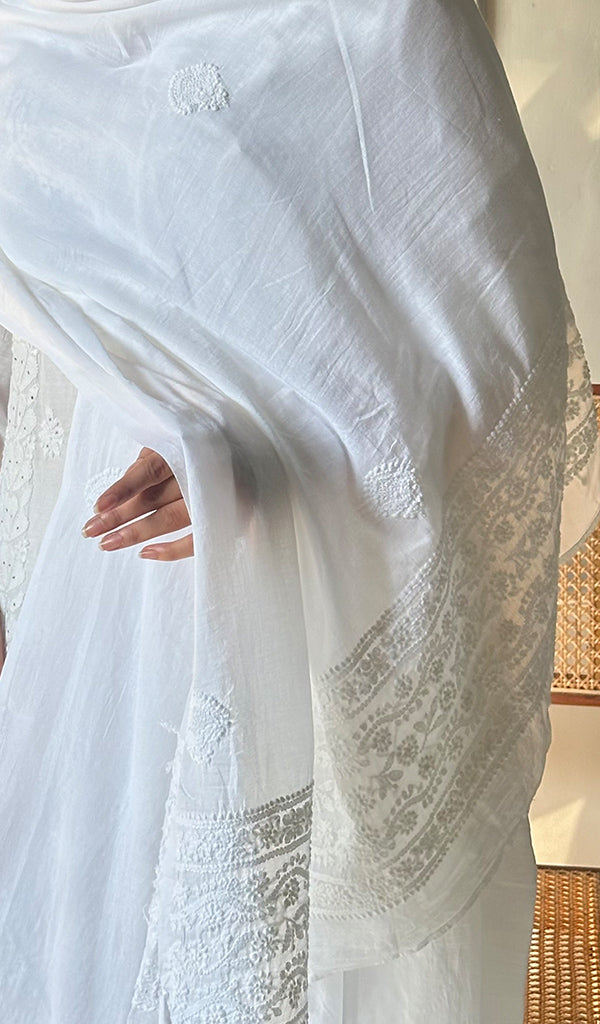 Women's Lucknowi Handcrafted Cotton Chikankari Dupatta - HONC0224378