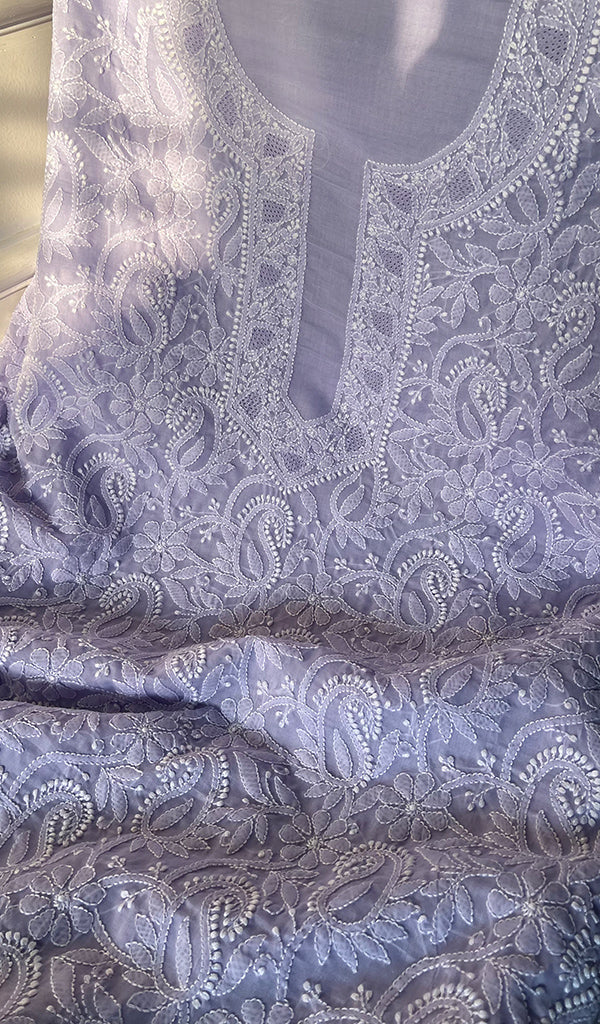 Women's Lakhnavi Handcrafted Unstitched Cotton Chikankari Suit Material - HONC0294089