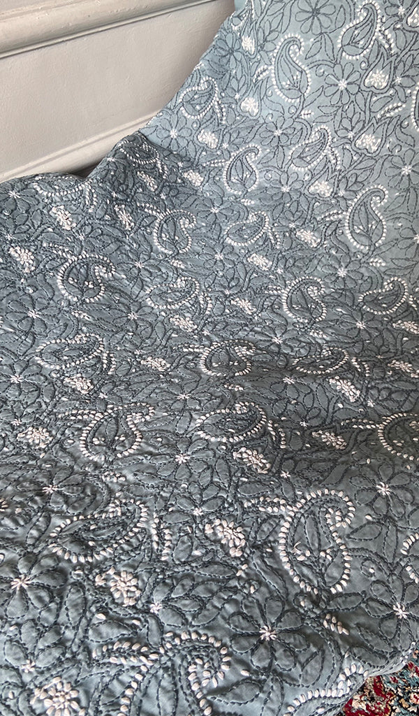Women's Lakhnavi Handcrafted Cotton Unstitched Chikankari Suit Material - HONC0354989