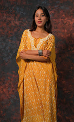 将图像加载到图库查看器中， Rabia Women's Lucknowi Handcrafted Mul chanderi Chikankari Kaftan - HONC0312013